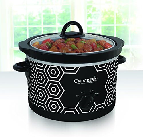Crock-Pot 4.5 Quart Portable Slow Cooker – Black & White OMWV